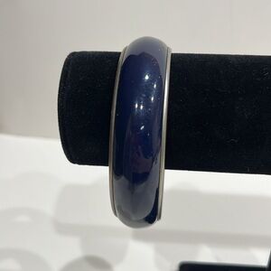 Women's Navy and Silver Bangle Bracelet, Faux, Costume Jewelry